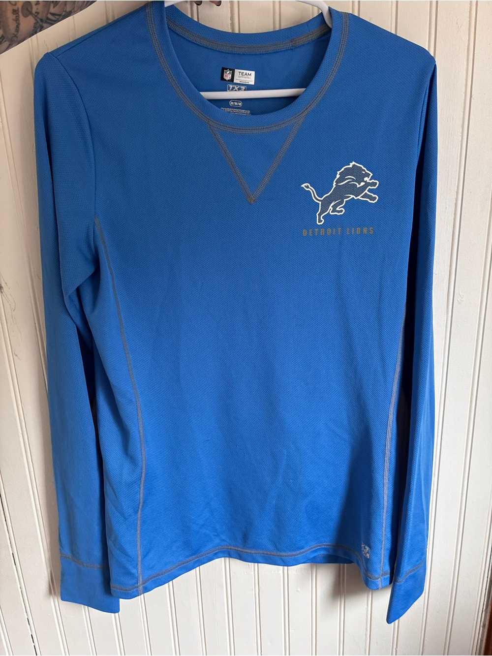 NFL Detroit Lions Blue Crewneck Performance Long-Sleeve